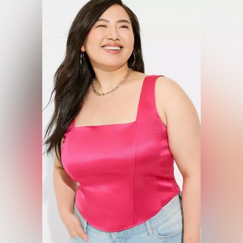 Pink Satin Torrid Corset Top